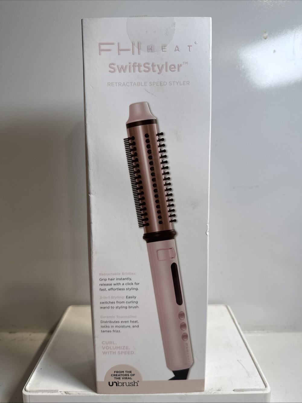 FHI Heat SwiftStyler Curl Barrel 1.25 in Pink Retractable Bristles- Read Me Plz